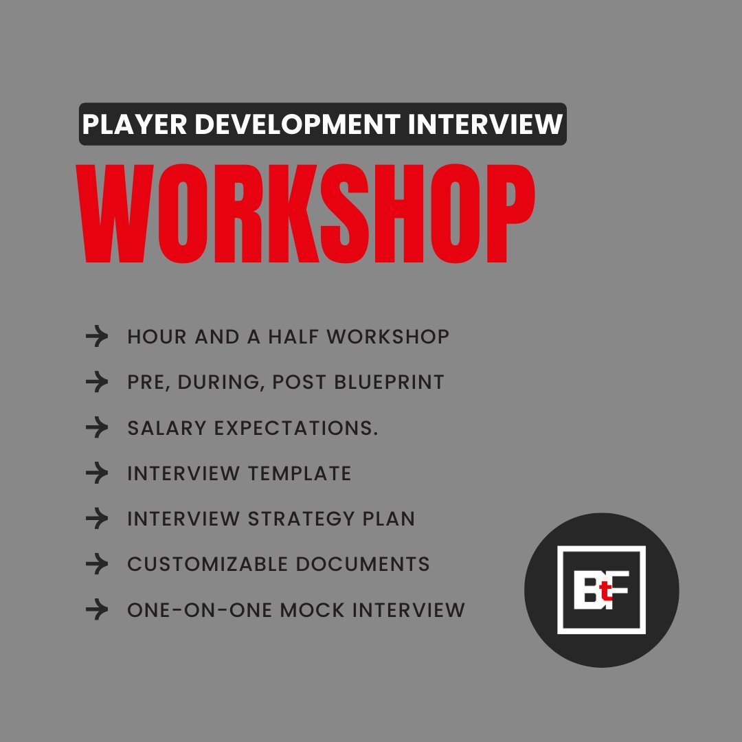 Ed_Jones2's tweet image. Player Development Interview Workshop
The tools you need for your next interview for the player development role.
Click here for more info: forms.gle/WNhzHSqmPsL61v…
#PlayerDevelopment #Interview #InterviewWorkshop