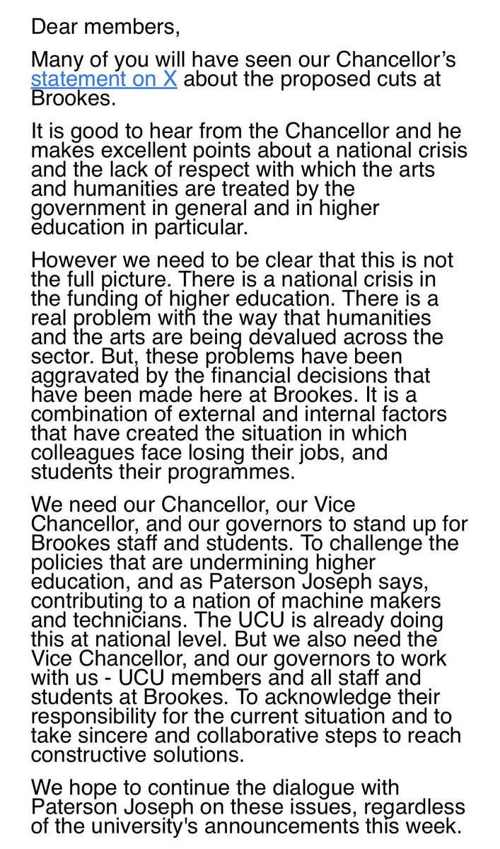 Our statement in response to @ignatius_sancho - once the university’s decisions re the end of the consultation period are communicated to all staff by Monday 29 Jan, we will be able to provide more detail. #stoptheSHAMcuts