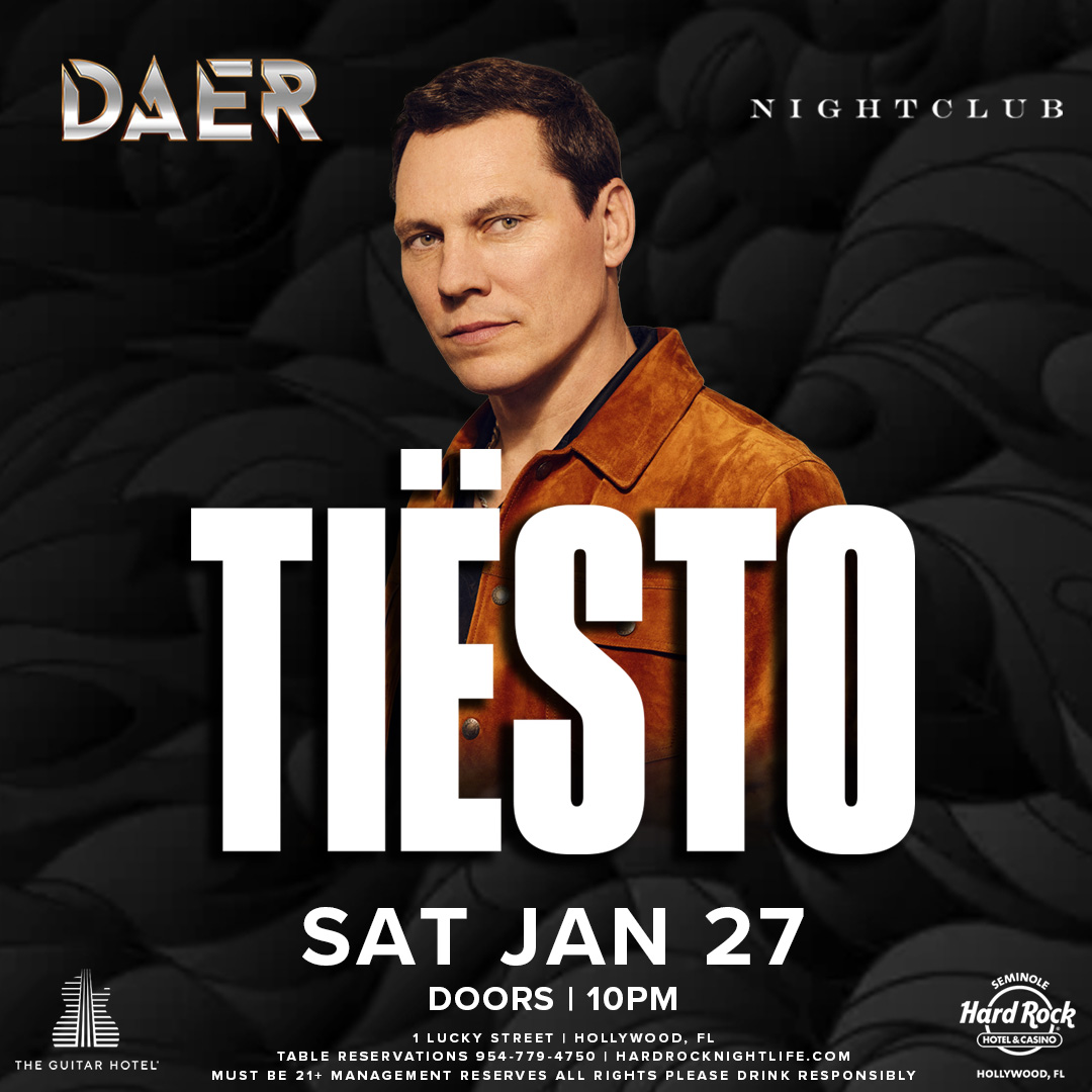 Legends only 🏆 TIËSTO returns to DAER Nightclub THIS SATURDAY, January 27th! Doors open at 10 PM. Tickets: loom.ly/52I6guM Tables: sevn.ly/x0bWiBfW