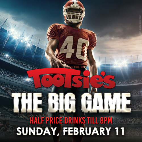 Tootsiescabaret's tweet photo. Get ready for our Annual Big Game watch party on February 11! It’s going to be another great game as these two teams battle it out for the big trophy and you get half priced drinks till 8pm! 

#miamibars #miamibarscene #miamievents #miamiparties #miamisports #miami #tootsies https://t.co/yPHabKWDjM