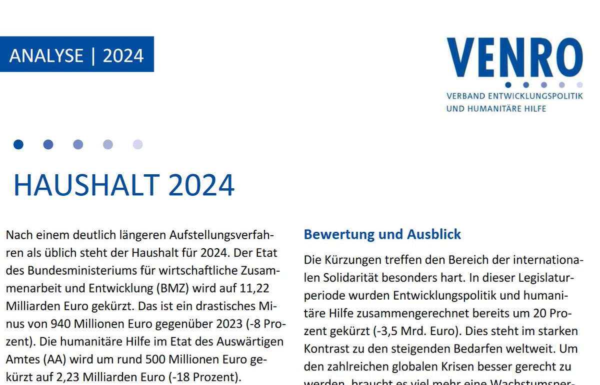 venro_eV's tweet photo. Kommende Woche wird der Bundestag den #Haushalt2024 verabschieden. Die Verhandlungen dafür haben länger gedauert und waren intransparenter als üblich. Warum das Ergebnis für uns enttäuschend ist, lesen Sie in unserer Analyse des Haushaltsgesetzes 2024: https://t.co/tGQWl3mEWG https://t.co/oPROAIfCc7