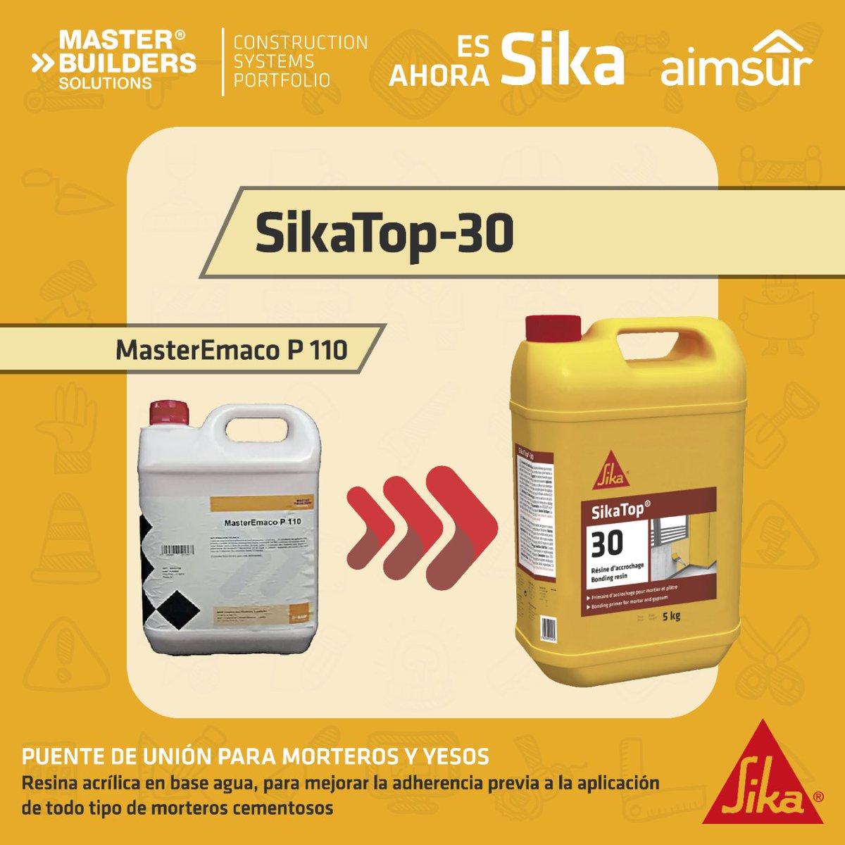 📣¡Master Builders Solutions ahora es Sika!📣

MasterEmaco P 110 ahora es SikaTop-30

#MBCCAhoraEsSika #ConstrucciónSostenible #Innovación #MBCC #Sika
