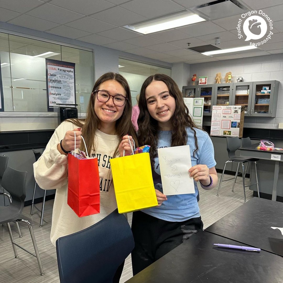 SODA at Brookfield East High School created 32 care packages for transplant patients at the Children's Hospital of Wisconsin with our Supplies Volunteer, Tawny. Words cannot express how proud we are 💚