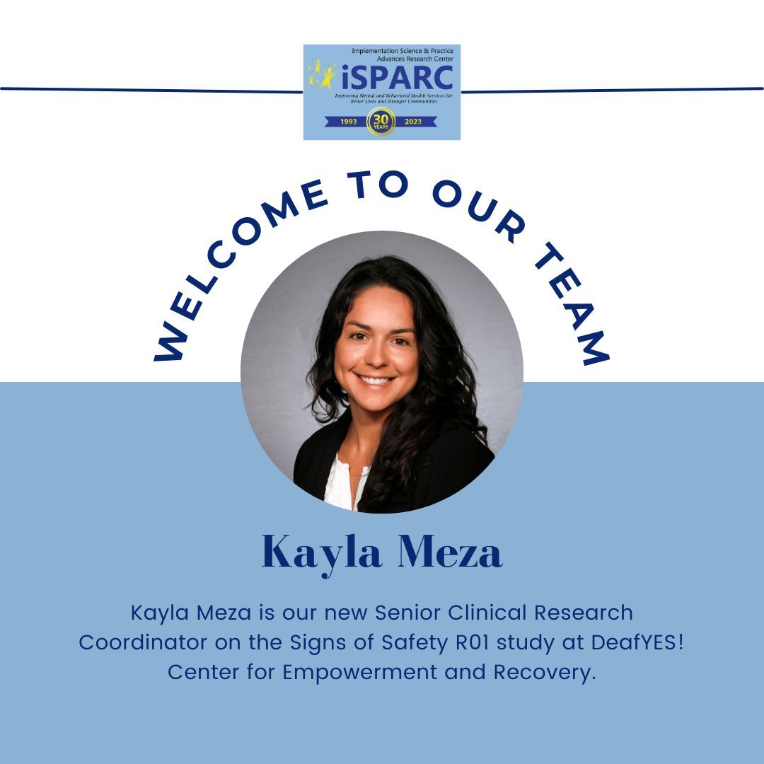 Kayla Meza has joined our team as our new Senior Clinical Research Coordinator on the Signs of Safety study at Deaf YES: Center for Deaf Empowerment and Recovery. Welcome Kayla! Learn more about DeafYes: buff.ly/429ZaFy #DeafHealth #DeafMentalHealth #SignsOfSafety