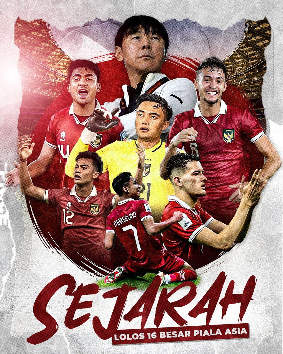 Alhamdulillah, sejarah baru untuk sepak bola Indonesia. Satu tempat di 16 besar Piala Asia 2023 bisa diamankan Timnas Indonesia 🇮🇩

Perjuangan luar biasa dari pemain, pelatih, dan ofisial untuk bisa membawa Indonesia ke babak 16 besar. Serta doa seluruh masyarakat Indonesia yang