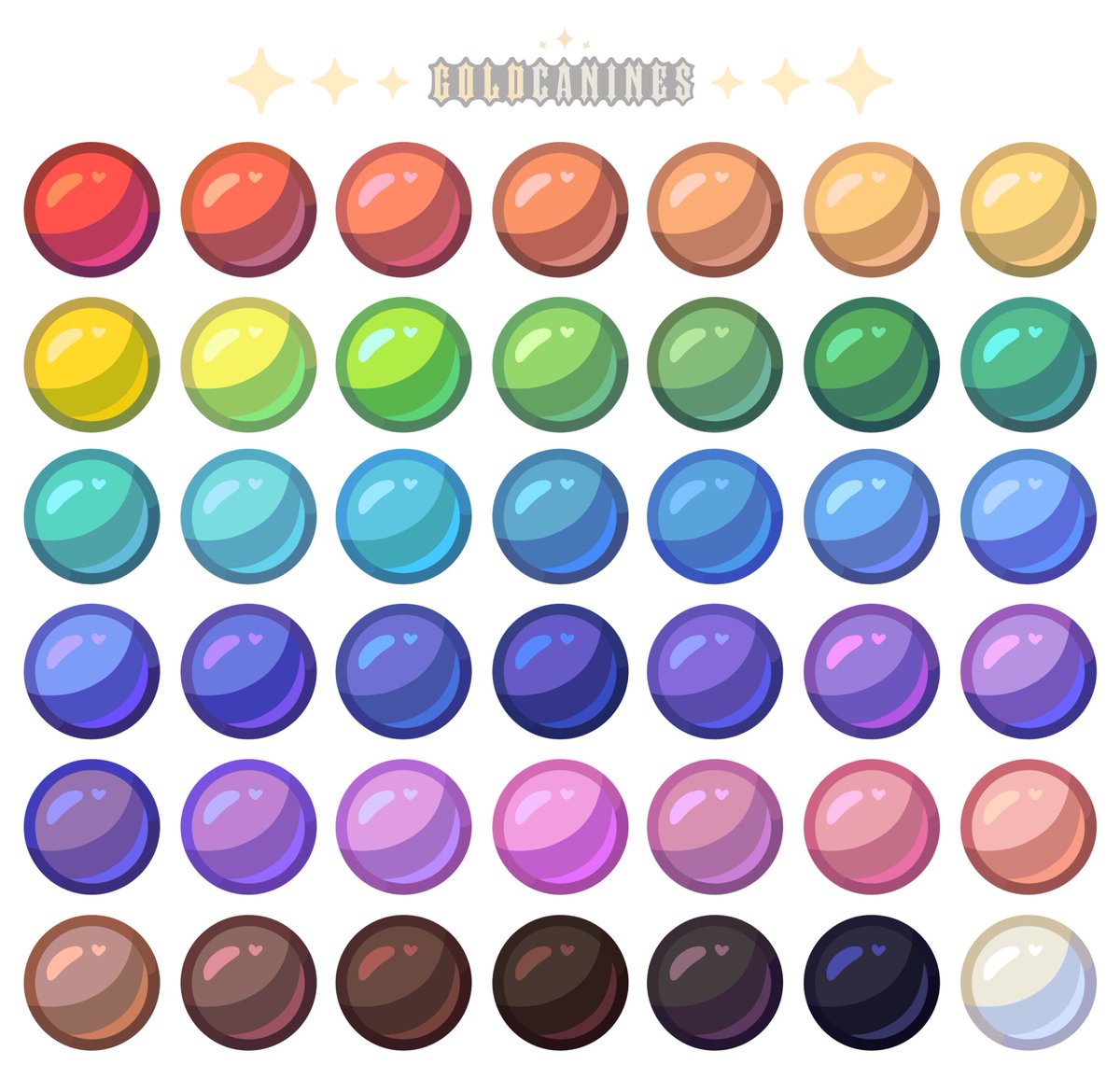 GoldCanines's tweet image. I made a color chart, fre3 to use in any way you’d like ! ✨ (just please credit me where needed)