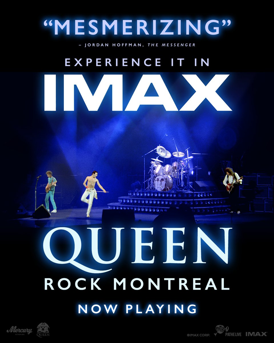 QueenWillRock's tweet photo. “What a blast…it felt like actually being on the stage!” Roger Taylor 🥁

Due to popular demand, #QueenRockMontreal returns to IMAX starting January 26. Tickets are available now at: https://t.co/o5H35rhWSd 🎟️ https://t.co/hHSOyxhZeN
