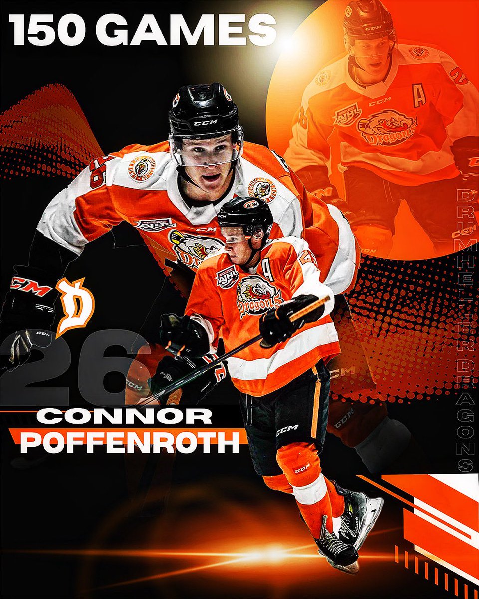 Congratulations to Dragons forward and assistant captain Connor Poffenroth on surpassing 150 career AJHL games played this past weekend!

#AJHL #Dragons