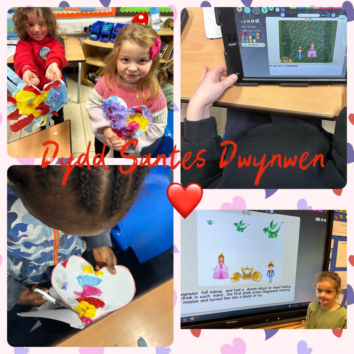 Year1PDCS's tweet photo. Dydd Santes Dwynwen Hapus! ❤️ We have celebrated today by retelling the story on #J2e and creating hearts for our loved ones ❤️ @SchoolsPembs https://t.co/C5IfjDHFPz