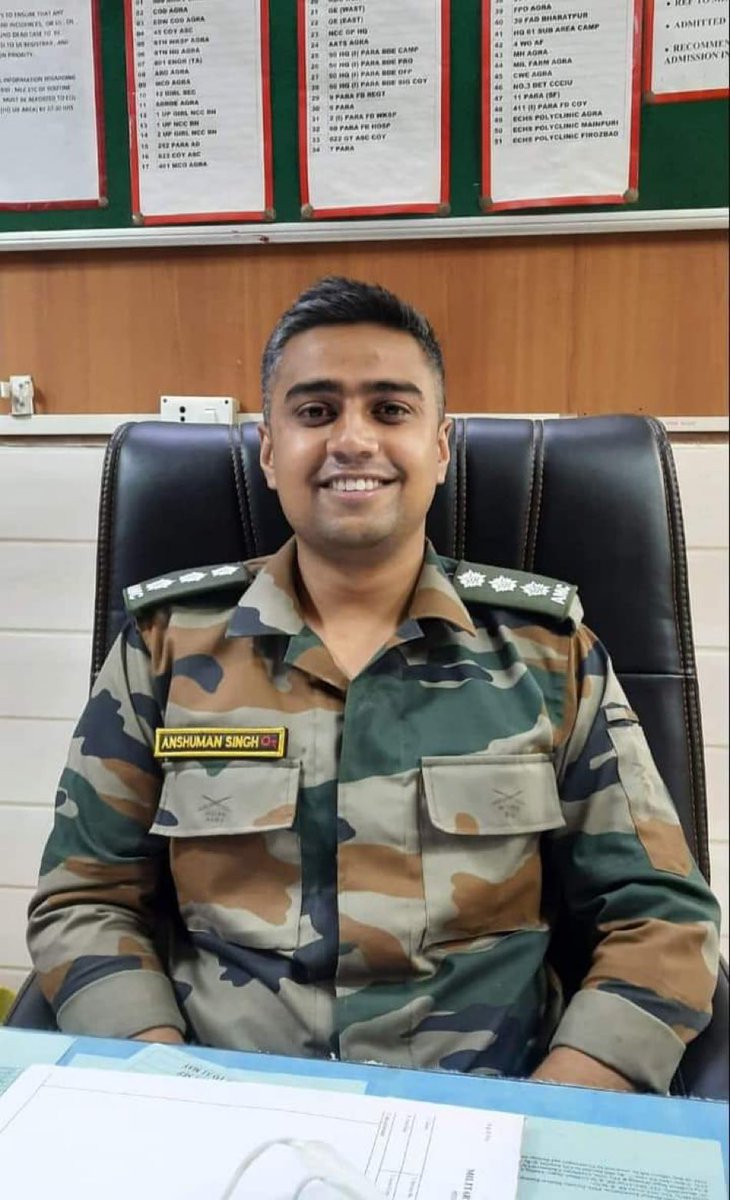 KIRTI CHAKRA (Posthumous)
Captain Anshuman Singh

A doctor, Captain was posted with 26 Punjab in the #SiachenGlacier area. On July 19 (2023), there was a fire incident in which a fibreglass hut was engulfed in fire.

Braving all odds, he helped save 4-5 personnel. He then went