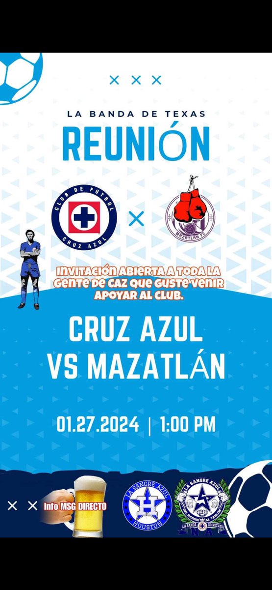 Banda azules todos sstan invitados! Manden dm para información #CruzAzul  #lasangreazul #sangreazul #houstontx #LigaMX