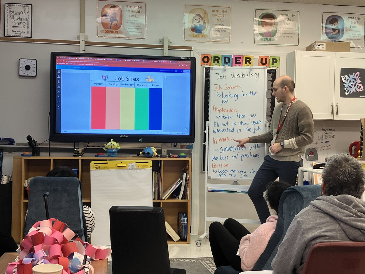 Today we reviewed the job process vocabulary and cheered on each other as we found out the second semester job site placements! Congrats to all of my amazing students who will be returning to some of their favorite spots and trying new sites as well! #ewlearns