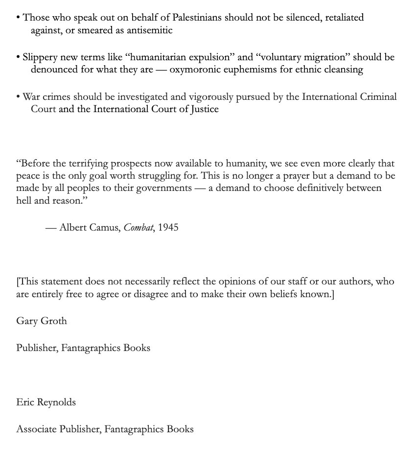 Fantagraphics Publishers Denounce Genocide, Call for Gaza Ceasefire

ow.ly/37K950Quv3L