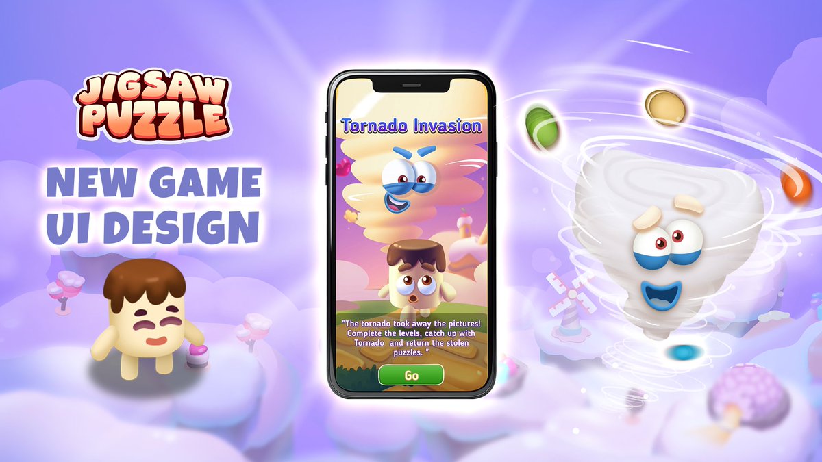 We've combined jigsaw puzzles and match-3 into one game: 🍬Complete the challenge by matching candies 🌪️Return the puzzles stolen by Tornado 🧩Gain more energy to play jigsaw puzzles Check out the new update: jbpuzzleadventure.page.link/jpTw #puzzle #indiegames #jollybattle