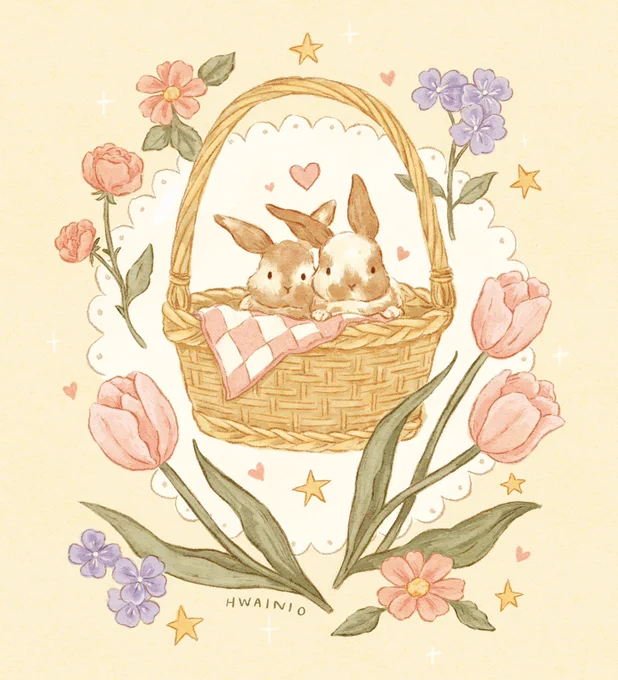 I was trying to make a Valentine's Day illustration, but somehow it became Easter themed… 