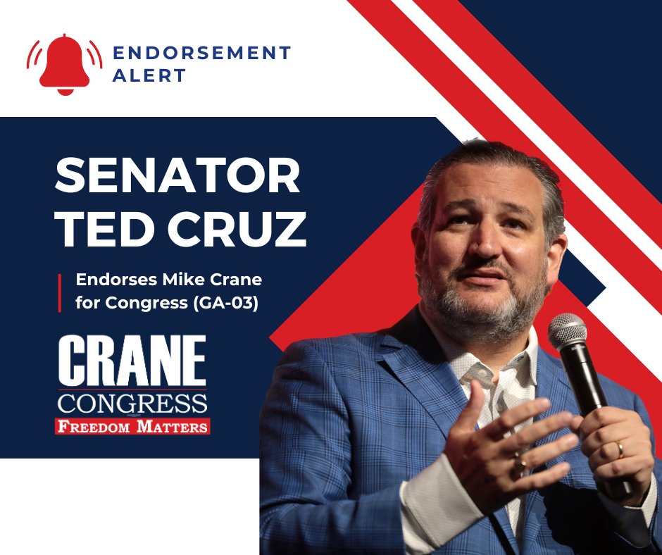 craneforamerica's tweet photo. This race is critical for the future of our nation, and I am thrilled to receive the endorsement and support of U.S. Senator @tedcruz! https://t.co/DVIWn8JR9Z