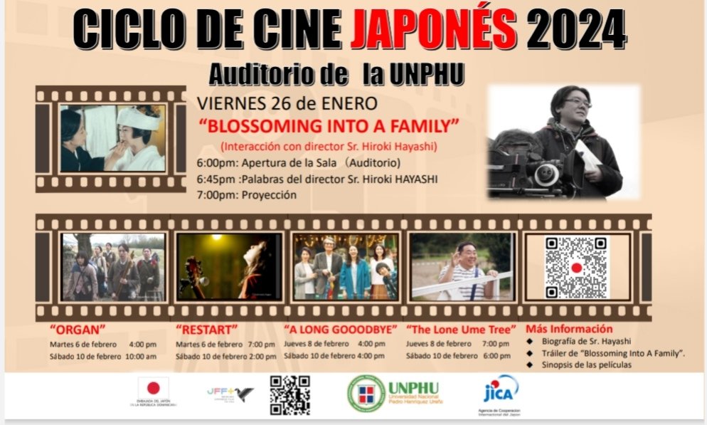 Sly de moya (@slydemoya) on Twitter photo <a href="/JapanEmb_DR/">Embajada del Japón en la República Dominicana</a> y <a href="/UNPHURD/">UNPHU</a> Les invita formalmente Al Ciclo de Cine Japones 2024 en El auditorium de la Unphu desde El 26/1 6pm con El distinguido Director #Hirukihayashi. 5 peliculas extraordinarias.
@anninarm @DominicanoCine <a href="/GuerraFilmsTV/">Guerra Films TV</a> <a href="/cinemasrd/">CinemasRD</a> <a href="/MusicaPressrd/">MusicaPress</a> <a href="/angelybaez/">Angely Baez | Locutora</a> <a href="/JapanEmb_DR/">Embajada del Japón en la República Dominicana</a> y <a href="/UNPHURD/">UNPHU</a> Les invita formalmente Al Ciclo de Cine Japones 2024 en El auditorium de la Unphu desde El 26/1 6pm con El distinguido Director #Hirukihayashi. 5 peliculas extraordinarias.
@anninarm @DominicanoCine <a href="/GuerraFilmsTV/">Guerra Films TV</a> <a href="/cinemasrd/">CinemasRD</a> <a href="/MusicaPressrd/">MusicaPress</a> <a href="/angelybaez/">Angely Baez | Locutora</a>