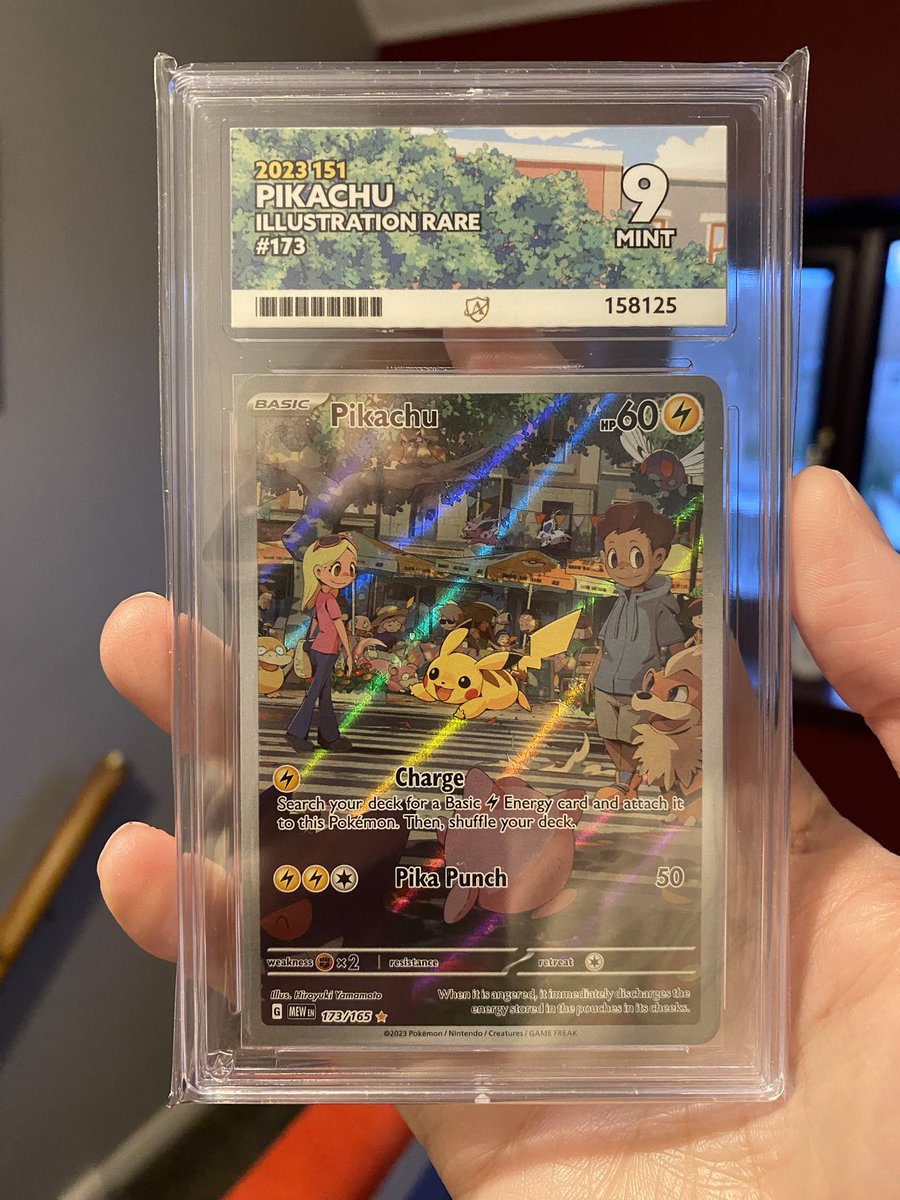 WeLovePokemon's tweet photo. Win this Ace Grading 9 Pikachu Illustration Rare from Scarlet &amp; Violet 151! ⚡️ 

✅ Repost and like
✅ Follow @welovepokemon

🗓️ Winner drawn on 1st Feb

Use code “POKETCG23” to get 5% off all of your submissions at https://t.co/q61uM9jONc ✨

#PokemonTCG | #PokemonGiveaways https://t.co/6CUlHMJV8G