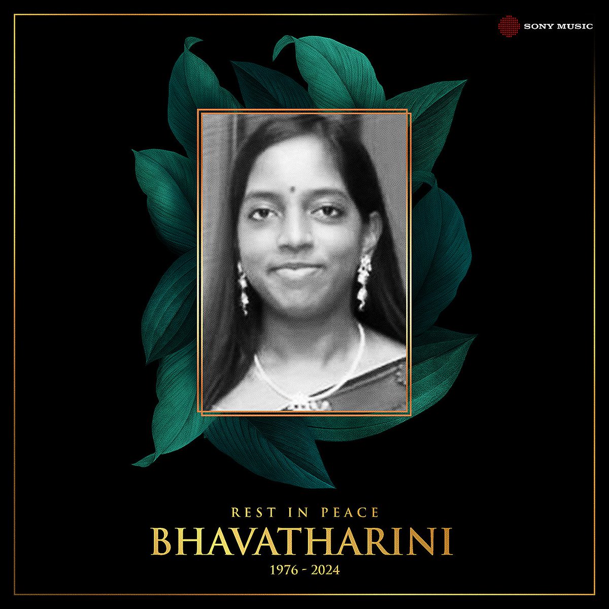 SonyMusicSouth's tweet photo. To the voice that will forever resonate in our hearts, a soul gone too soon.

Prayers to rest in peace 🙏

#RIPBhavatharini https://t.co/K3aIKRfaS7