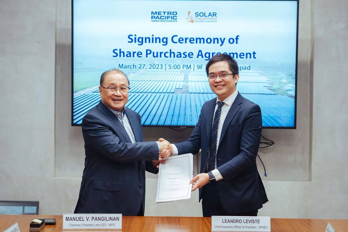 mpiccorpcomm's tweet photo. Metro Pacific Investments Corporation (MPIC), the country’s leading infrastructure investments company, has entered into a definitive agreement to invest 2.0 billion Pesos to acquire 1.6 billion common shares of SP New Energy Corporation (SPNEC) from https://t.co/c0DcBGK04C