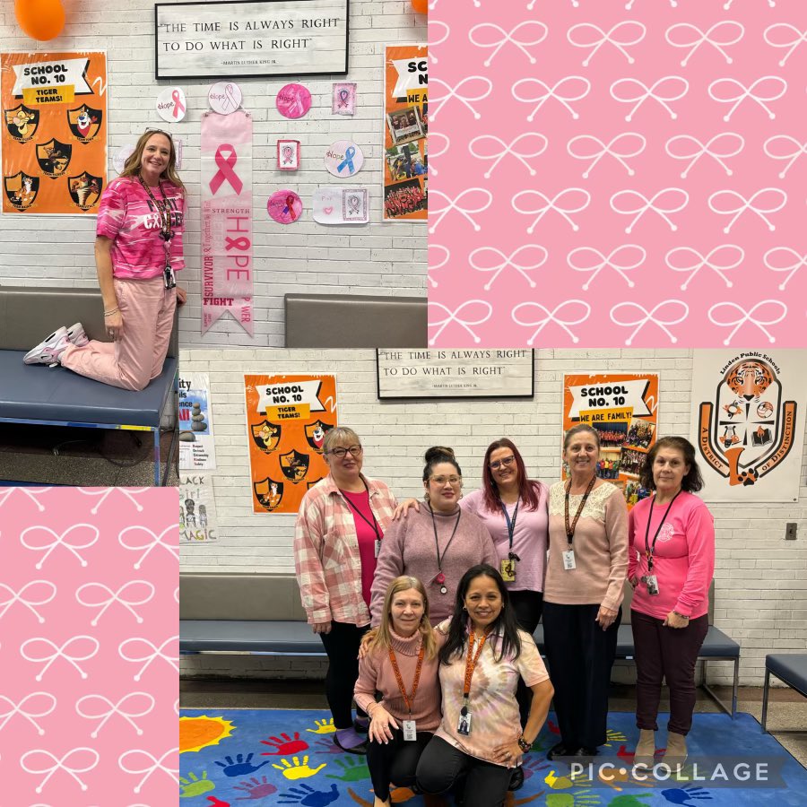 Supporting one of our own! School No. 10 tigers wearing pink in support of the incredible Karen Gooney of School No. 1. 🩷🐯 @LindenPS @AtiyaYPerkins