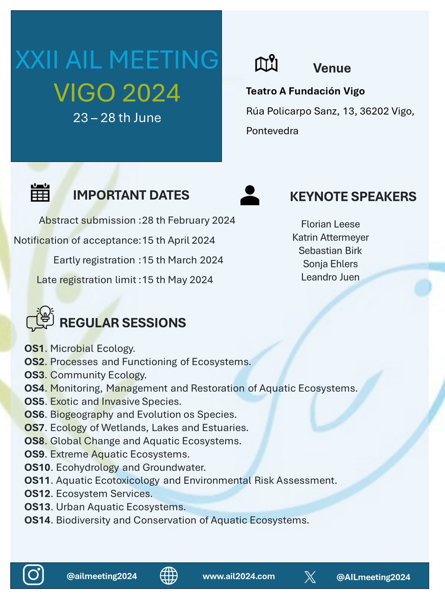 Attention!!! Important information related to the XXII AIL MEETING 2024 <a href="/AIL_limnologia/">AIL Limnología</a>  #AILMEETING2024