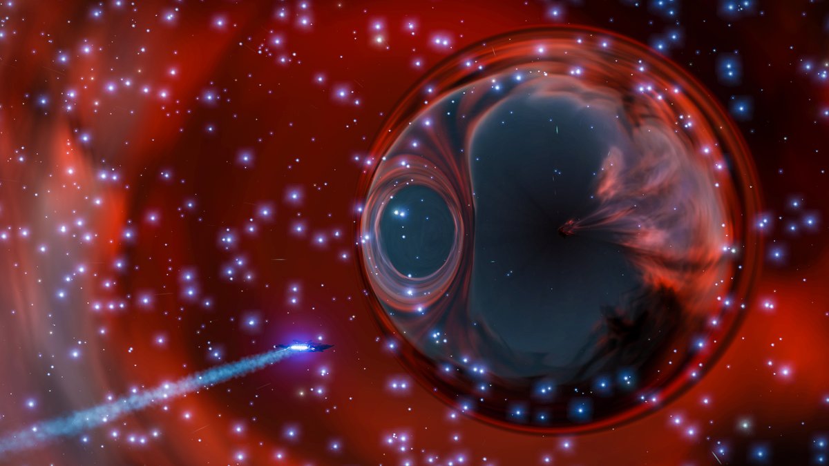 CMDR_Madaxo's tweet photo. 1st black hole visited. It's about 1000 Ly  from the nebula I just left, which is just close enough to have some fun with color🙂

#EliteDangerous #VirtualPhotography #stellarscreenshots #ThePhotoMode #VGPUnitejust https://t.co/IULABSCD15