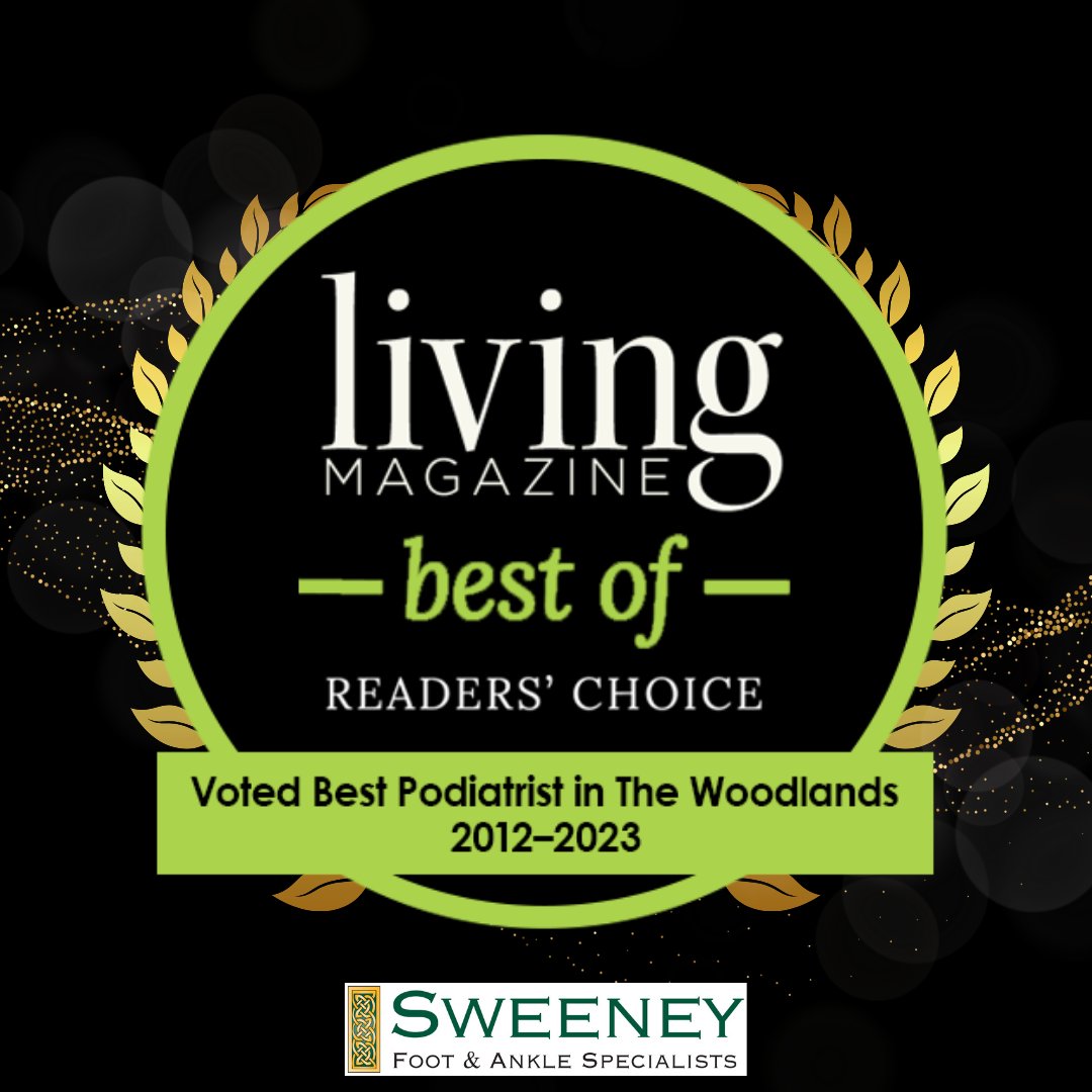 Thank you to our wonderful patients who voted for us as the Best Podiatrist in The Woodlands for 2023! We are looking forward to serving you again this year! 👏🎉 #Sweeney #Podiatrist #TheWoodlandsTexas