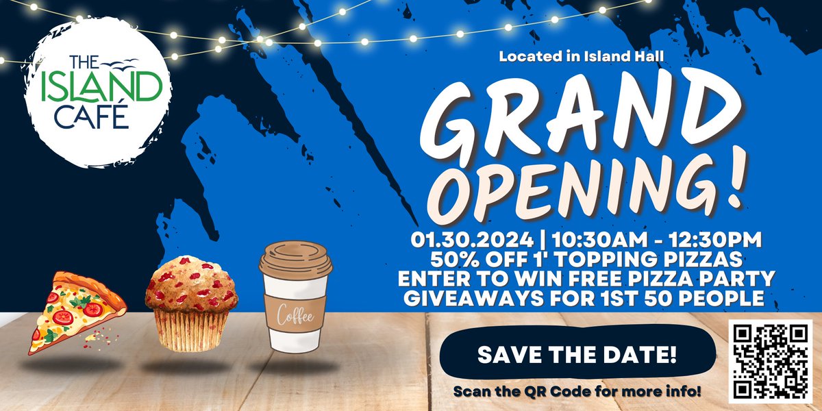 SAVE THE DATE! 1/30/24 Join us at the Island Cafe GRAND OPENING! 🥳 Come out and see what the newest dining location has to offer. You won’t want to miss out on the giveaways!  See you there! 🤗
•
•
#islanderdining #tamucc #islandlife #islandeats