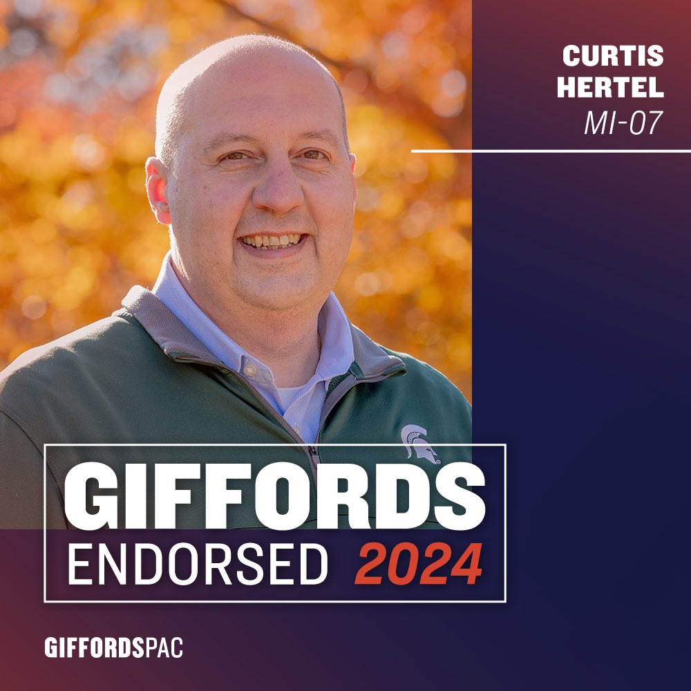 CurtisHertelJr's tweet photo. Honored to receive the @GIFFORDS_org endorsement. I was proud to work alongside Giffords to pass historic gun safety measures here in Michigan, and look forward to continuing that work in Congress! https://t.co/GLLdzK8YUw