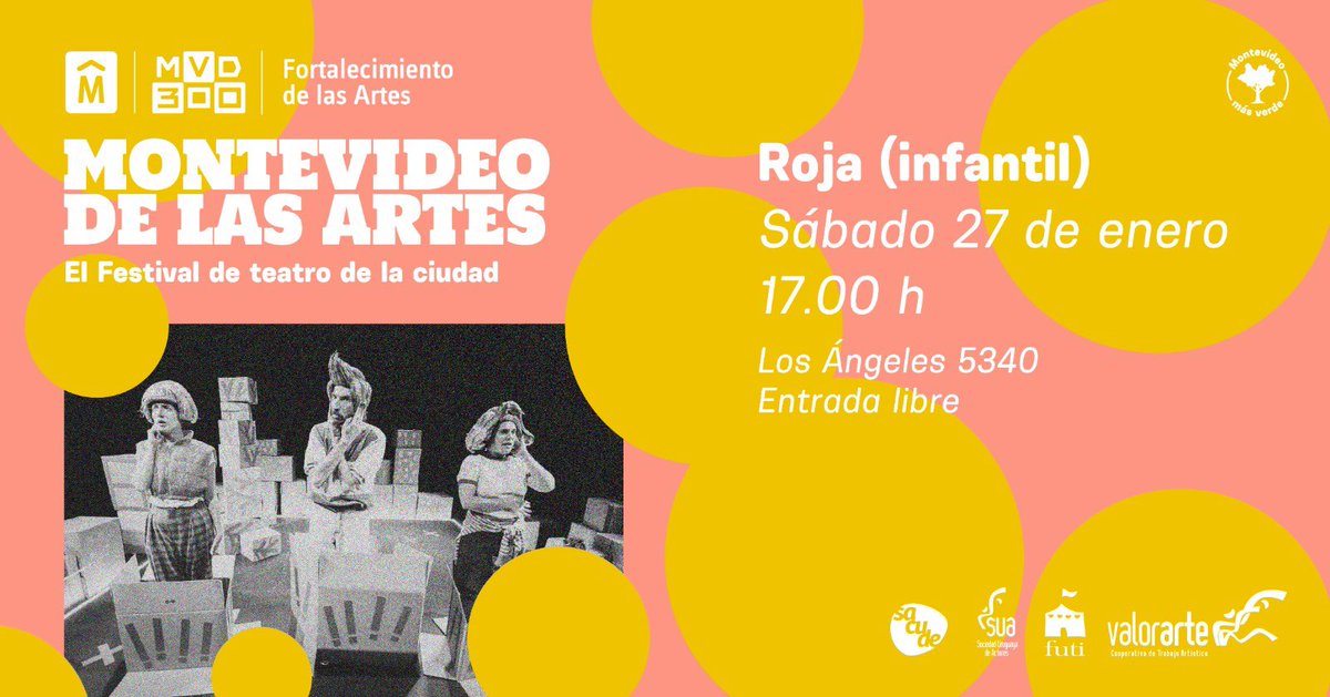Este sábado terminamos el festival de teatro de la ciudad a lo grande con un espectáculo infantil.

📌 ROJA
Sábado 27 de enero, 17:00h.

Dirección: Colectivo Casiopea - dirección Agustín Urrutia
Autoría del espectáculo: Vanessa Cánepa y Agustín Urrutia

🎟️Entrada libre
