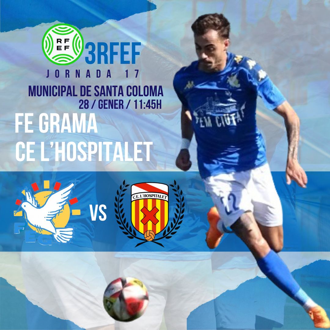 La FE Grama recibe en casa al colíder de la Liga con la intención de no bajarse del carro de los aspirantes a Play-off. 👉🏻 @AficionGrama #FEGrama #SomLaGrama #CELhospitalet #3RFEF