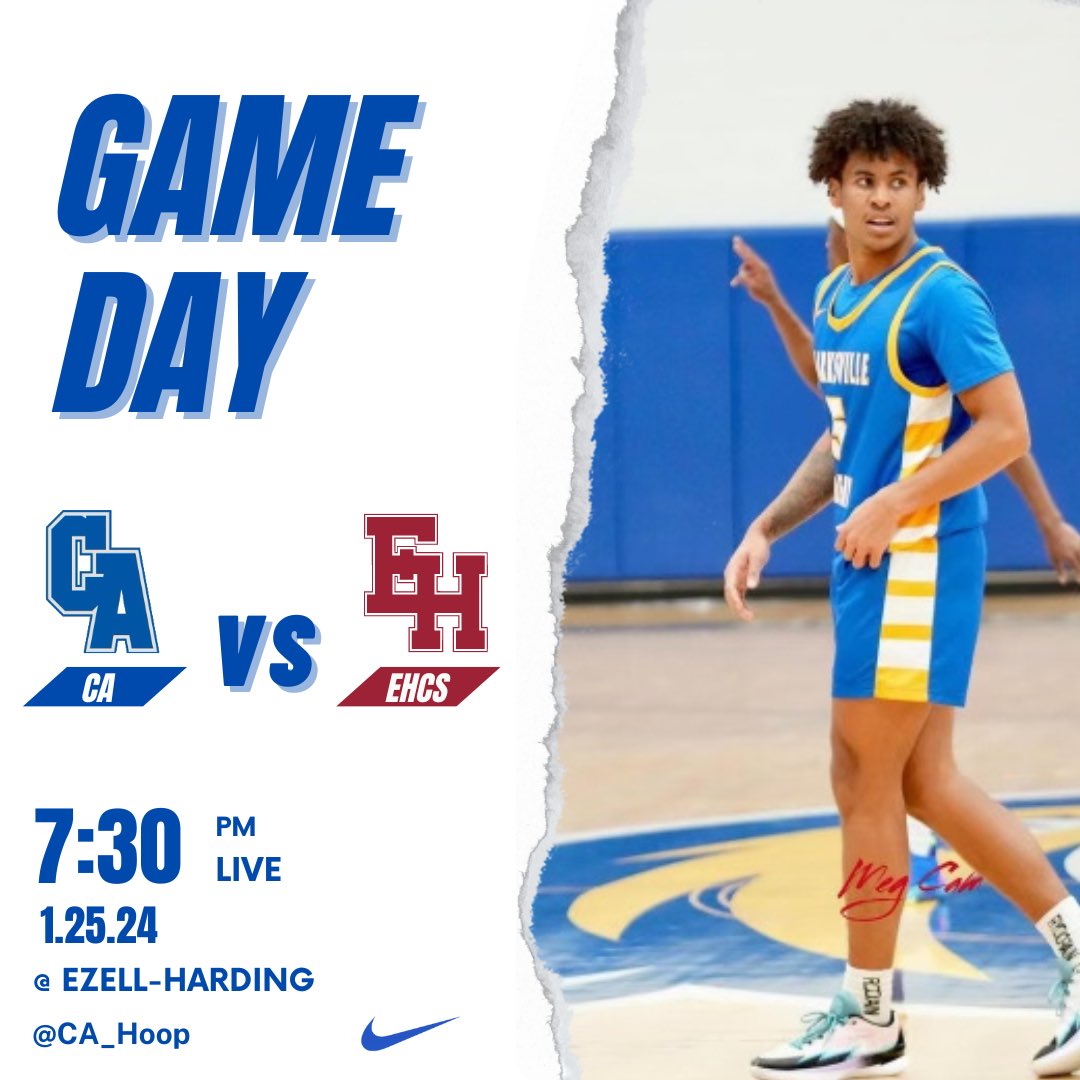 Important road trip tonight! 🏀

🆚 Ezell-Harding

📍Ezell-Harding

⏱ 7:30 pm

📺 NFHS

📻  Clarksvilleacademysportsnetwork.com