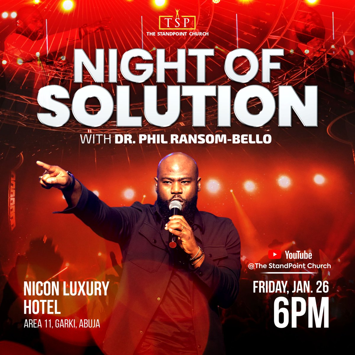 StandPointAbj's tweet photo. Good News! πΊπ½ππ½
Vehicles are available to bring you from various locations in Abuja to Night of Solution.
Simply call 08104967228 for more information on pick up times and locations.
---
We look forward to fellowshiping with you!
#CHRiSTamplified #TSPNOS #NightofSolution https://t.co/PDHvpS5KTM