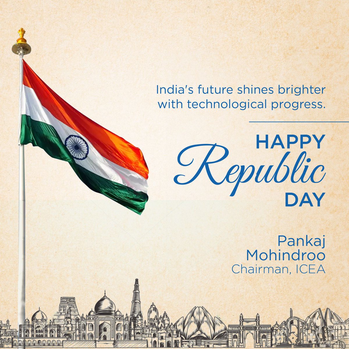 Let's reaffirm our commitment to a vibrant India, standing tall in democracy, diversity & technological progress. Today, as the tricolour waves high, it symbolizes not just the triumph of democracy but our shared commitment to a united & tech-driven future. Happy Republic Day!