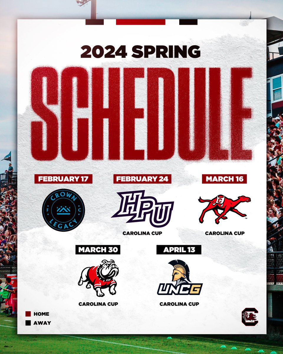 Gamecock Men's Soccer (@gamecockmsoccer) on Twitter photo Spring soccer is here! Catch the Gamecocks at Stone Stadium as we take on <a href="/crownlegacyfc/">Crown Legacy FC</a> and battle for the #CarolinaCup!
Mark those ๐
now, admission to home matches is ๐๐ฅ๐๐! #WEareCarolina Spring soccer is here! Catch the Gamecocks at Stone Stadium as we take on <a href="/crownlegacyfc/">Crown Legacy FC</a> and battle for the #CarolinaCup!
Mark those ๐
now, admission to home matches is ๐๐ฅ๐๐! #WEareCarolina