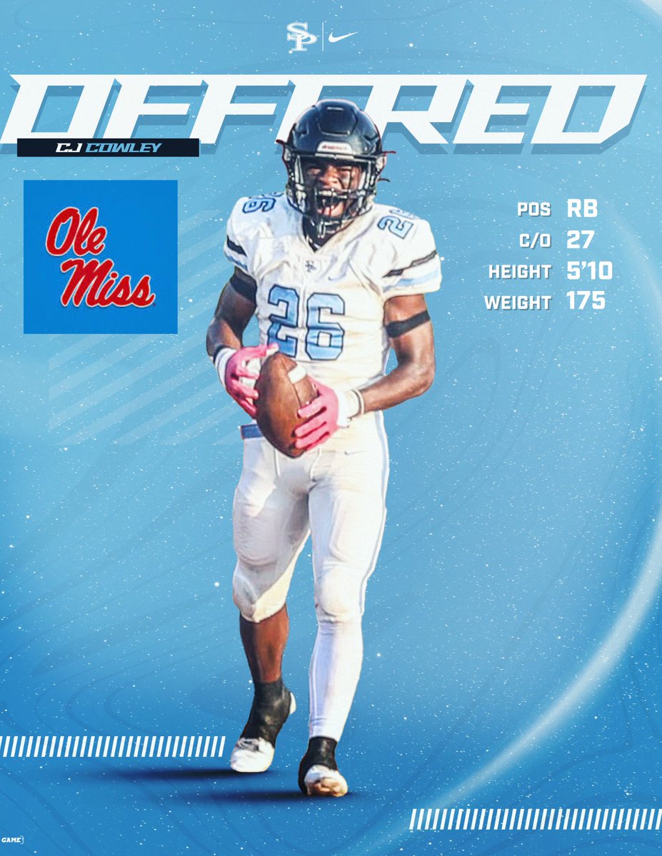 SpainParkFB's tweet photo. Jag Nation... Congrats goes out to our 27 RB Cj Cowley for picking up his first SEC offer today from Ole Miss... Keep being a great person and working your butt off for your teammates... @ChadSimmons_ @JohnGarcia_Jr @DemetricDWarren
#SPFootball
#ItsComingTheRightWay https://t.co/qptXux0ssR