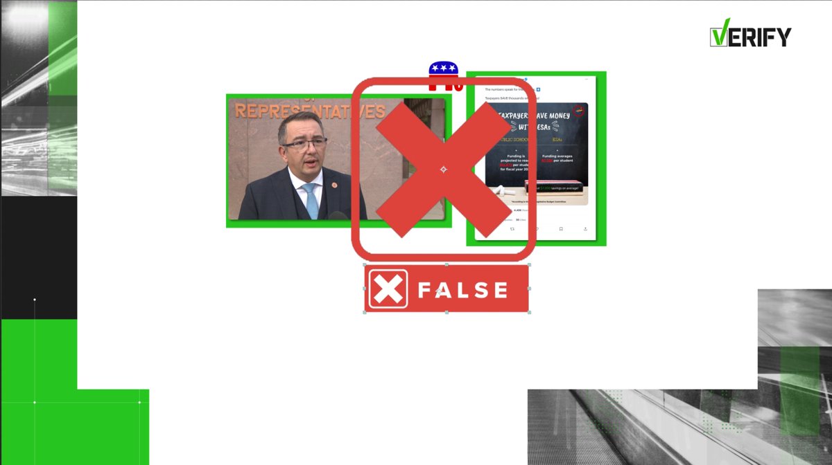 JoeDanaReports's tweet photo. 🧵There's good discussion about our recent Verify story regarding the financial impact of ESA’s to the state. To be clear: this story is not about the merits of ESAs, a separate debate. This is about the False “savings” talking point AZ Senate &amp; House Republicans are using. https://t.co/9ytd0YCJhw