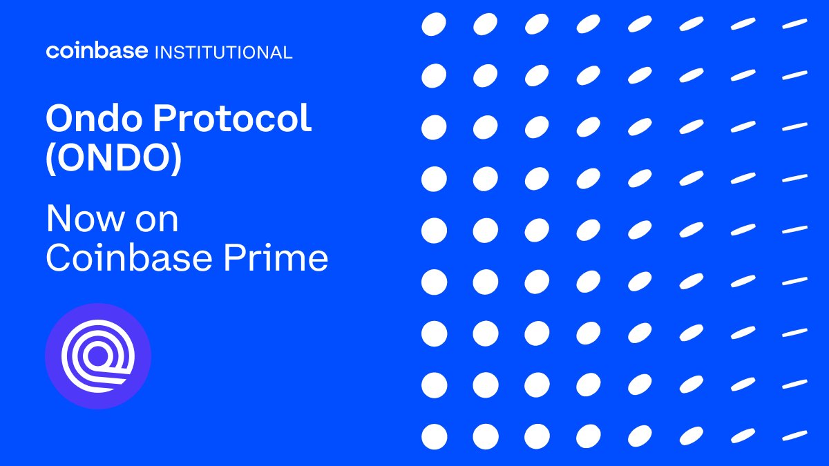 Ondo Protocol (ONDO) is now available for custody on Coinbase Prime:  https://t.co/zleJ9OF1h1. Availability of this asset may be restricted based  on custodian entity and customer jurisdiction.