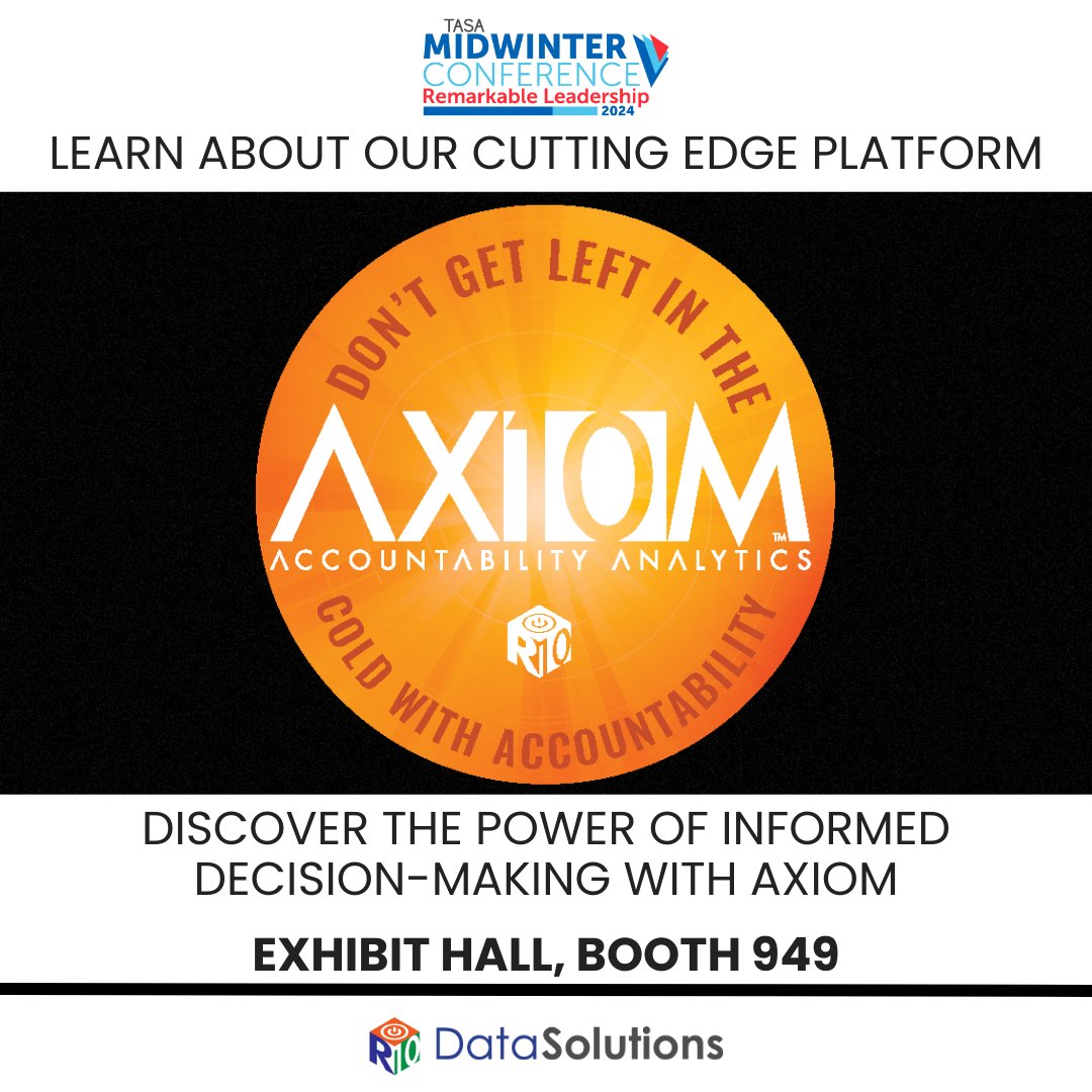 region10data's tweet photo. 🚀Say farewell to manual projections and ratings with Axiom – your ultimate solution for swift and precise insights. Visit the Data Solutions booth in the exhibit hall to unlock the power of informed decision-making. See you there! #TASA2024 #DataSolutions #Axiom https://t.co/Cnfw0UAyP8