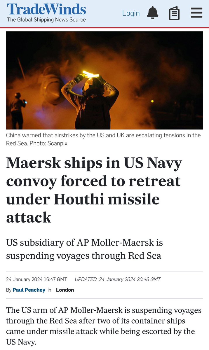 \ud83c\uddfa\ud83c\uddf8\ud83c\uddfe\ud83c\uddea\ud83d\udea8\u203c\ufe0f SIGNIFICANT: The US NAVY and Maersk tried to reopen the Suez Canal route yesterday but ...