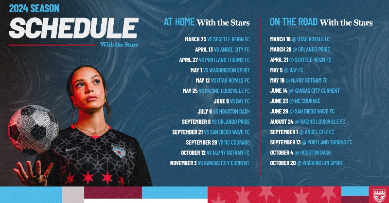 theChicagoStars's tweet photo. 🥁 Drum roll, please 🥁
 
The 2024 Schedule is HERE‼️
Single game and group tickets, season memberships, and flex plans are available NOW! Choose the ticket that best fits you 🤝