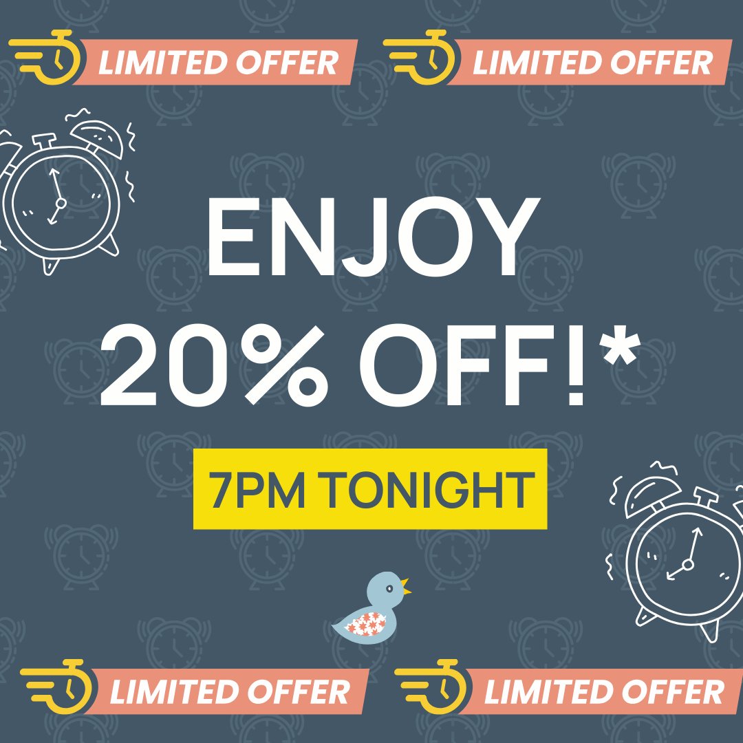 Starting at 7pm, we will be launching an exclusive flash sale. Brace yourselves for a jaw-dropping 20% discount that will be available for 2 hours only!

#YesBebe #WeLoveYesBebe #SecretSale #NotSoSecretSale #FlashSale #KidsToys #KidsBooks #KidsGifts #Kids #ScandiKids #KidsClothes