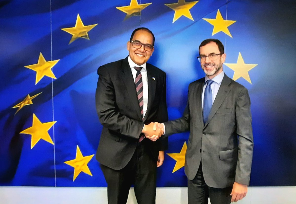 RwandaInGermany's tweet photo. Amb. @Cesar_Igor_ met with Mr. Camilo Villarino, Head of Cabinet of Josep Borrell, High Representative for Foreign Affairs & Security Policy & Vice President of Commission and discussed on how to enhance 🇷🇼🇪🇺 cooperation. #RwandaWorks #RwandaEU https://t.co/Wr8Mpk8RDJ