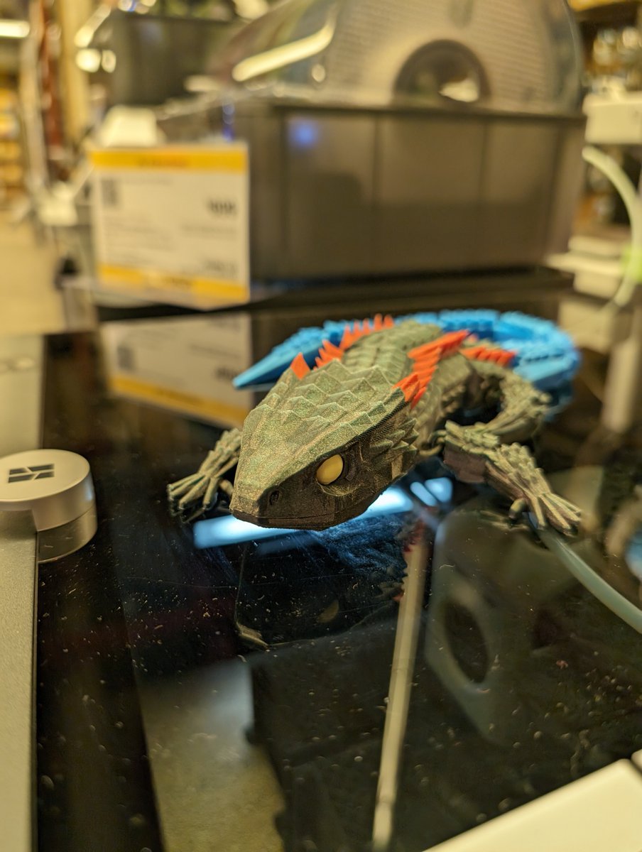 The Red-Eyed Crocodile Skink with an Eyeball was printed by our 3D Advocate at the Brooklyn, NY @microcenter. Printed with Inland Filament, Winter Wonders Collection STL Designed by johnnypsycho, available from @thingiverse #inlandfilament #skink