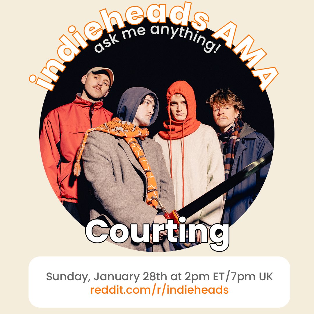 ‼️ JUST ANNOUNCED 🗡️ AMA w/ Courting (@courtingband) 📅 Sunday, January 28th @ 2pm ET/7pm UK! 🔎 More info: redd.it/19ffhxv