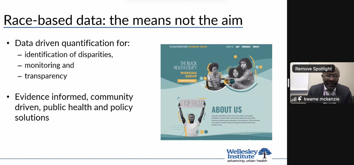 Race-based data are the basis for evidence-informed #PublicHealth & policy solutions: Dr. @kwame_mckenzie kicking off #BigIDEAsAboutHealthData w/ @JemalDemeke / @wellesleyWI