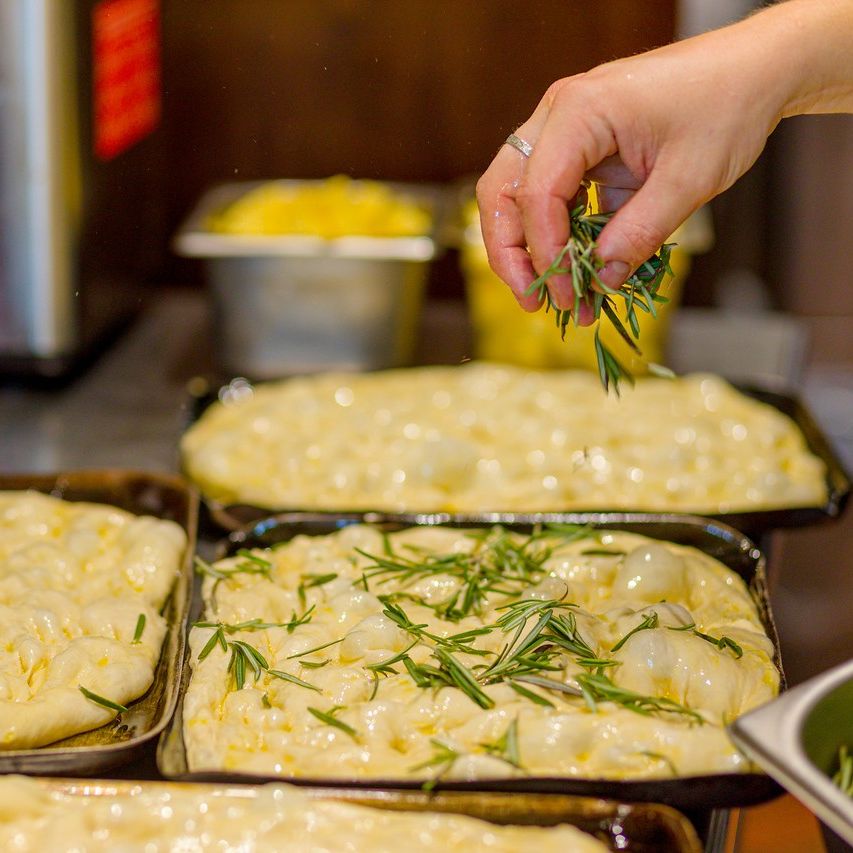 Focaccia prep - an every day ritual at The Seahorse