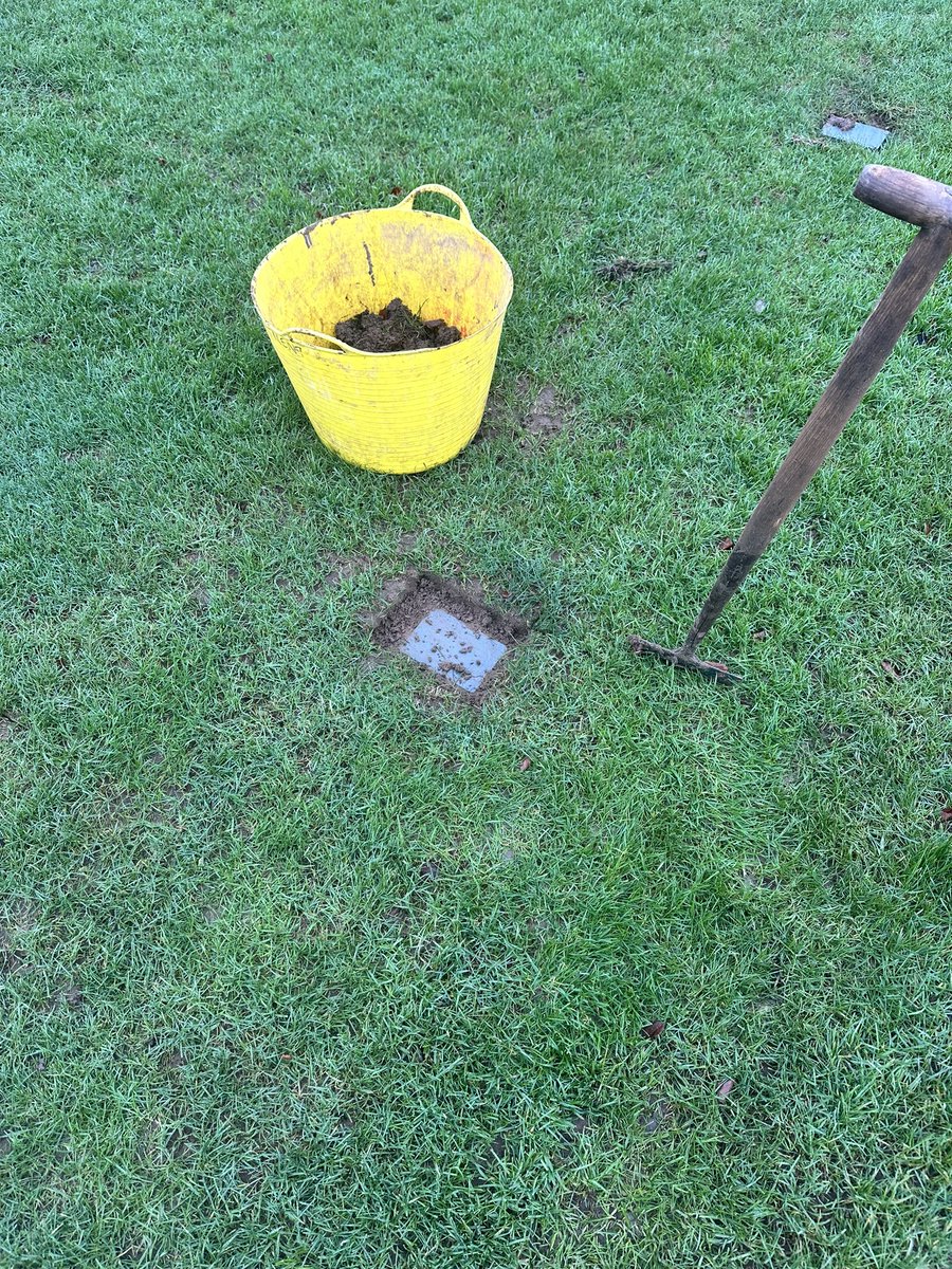 ksbgrounds's tweet image. Spray day on the squares. More turf going down. Spectator rail sockets covered ready for cricket next term. #SpringIsOnItsWay #KSBEasterTerm @KingsBruton