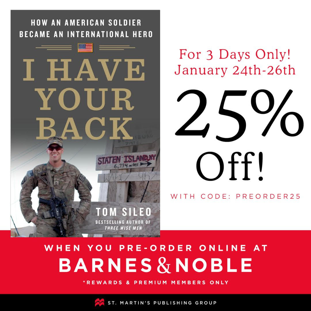 My next book #IHaveYourBack is about a hero <a href="/USArmy/">U.S. Army</a> soldier from Staten Island, NYC. Staff Sgt Michael Ollis served 3 post-9/11 deployments before giving his life to save a Polish soldier.

Members get 25% off by pre-ordering today from <a href="/BNBuzz/">Barnes & Noble</a>. Thank you! bit.ly/3OBOkmr